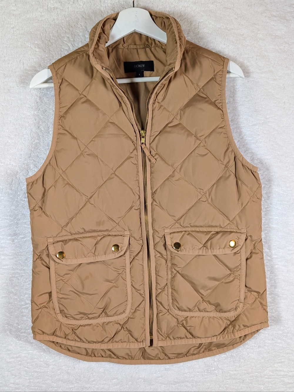 J. Crew Quilted Puffer Vest in Camel Tan